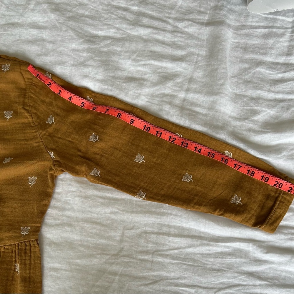 Rylee + Cru Mustard Brown Long Sleeve Midi Dress with Subtle Dot Print - Picture 12 of 13